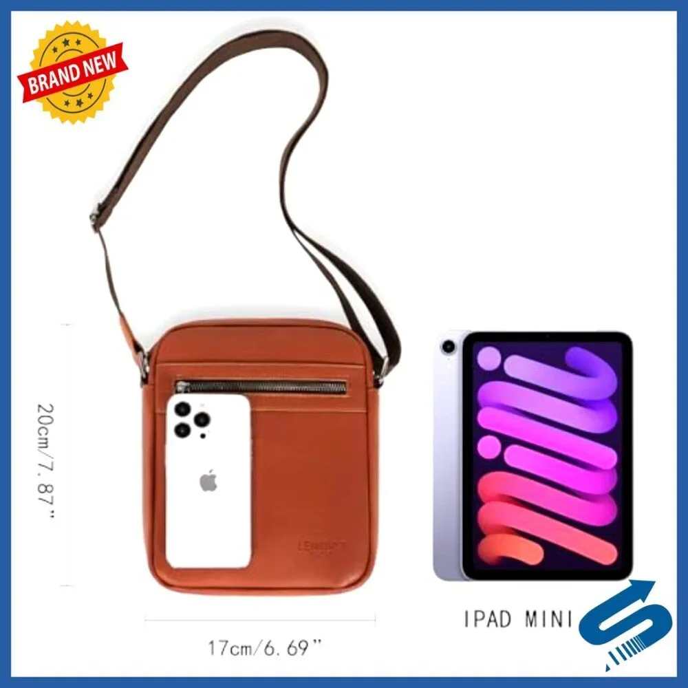 Small/Medium PU Leather Crossbody Messenger Bag Adjustable Strap